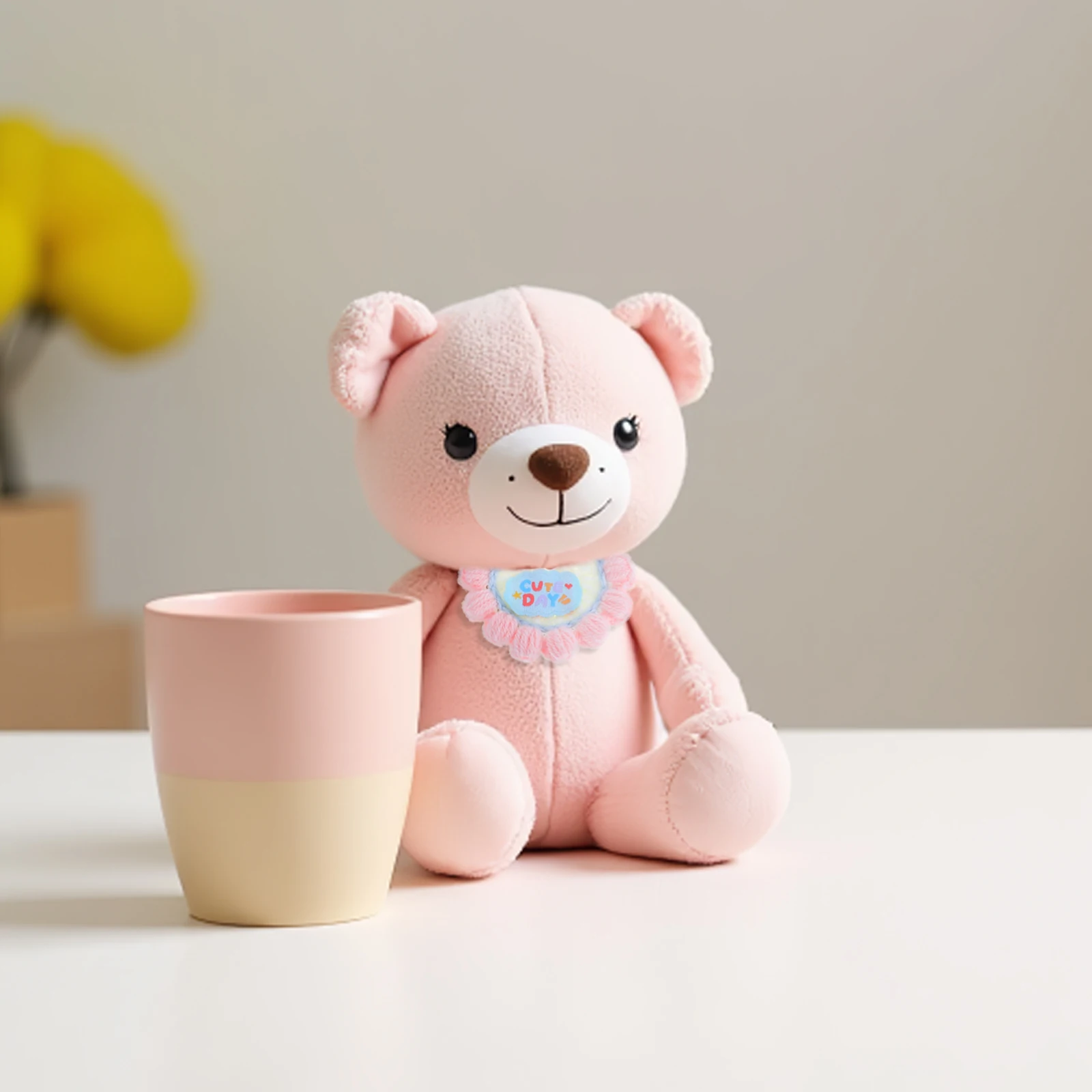 

1Set Knitted Bib Flower Headband Set Soft Comfortable Dress Up for Figures Stuffed Bear Accessories Baby Girls