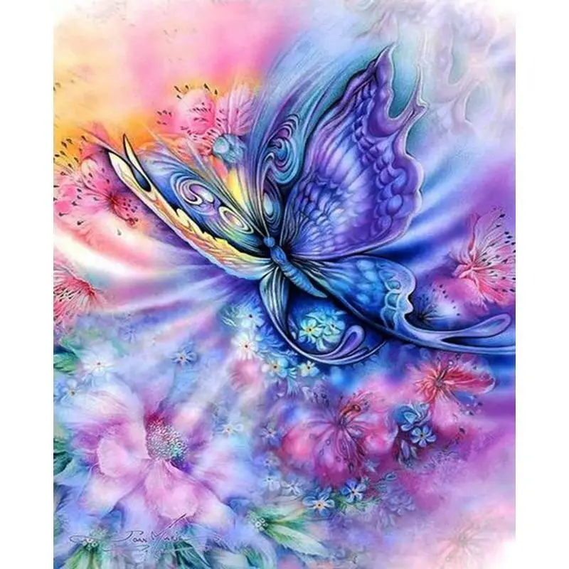 

PhotoCustom красочная бабочка алмазная живопись набор животных Diy вышивка хобби ручная живопись для украшения стен дома