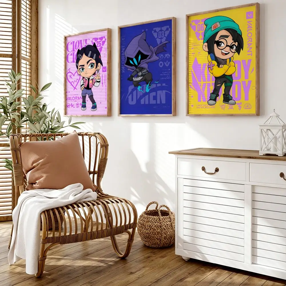 V-Valorant Game Poster Wall Stickers HD Painting Self Adhesive Art Decals for Bedroom Living Room