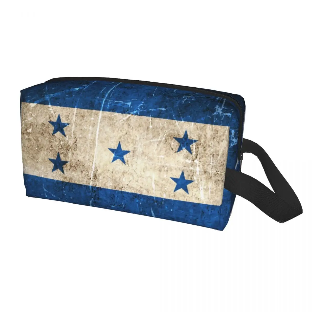 Custom Vintage Aged And Scratched Honduras Flag Makeup Bag for Travel Cosmetic Organizer Proud Patriotic Storage Toiletry Bags