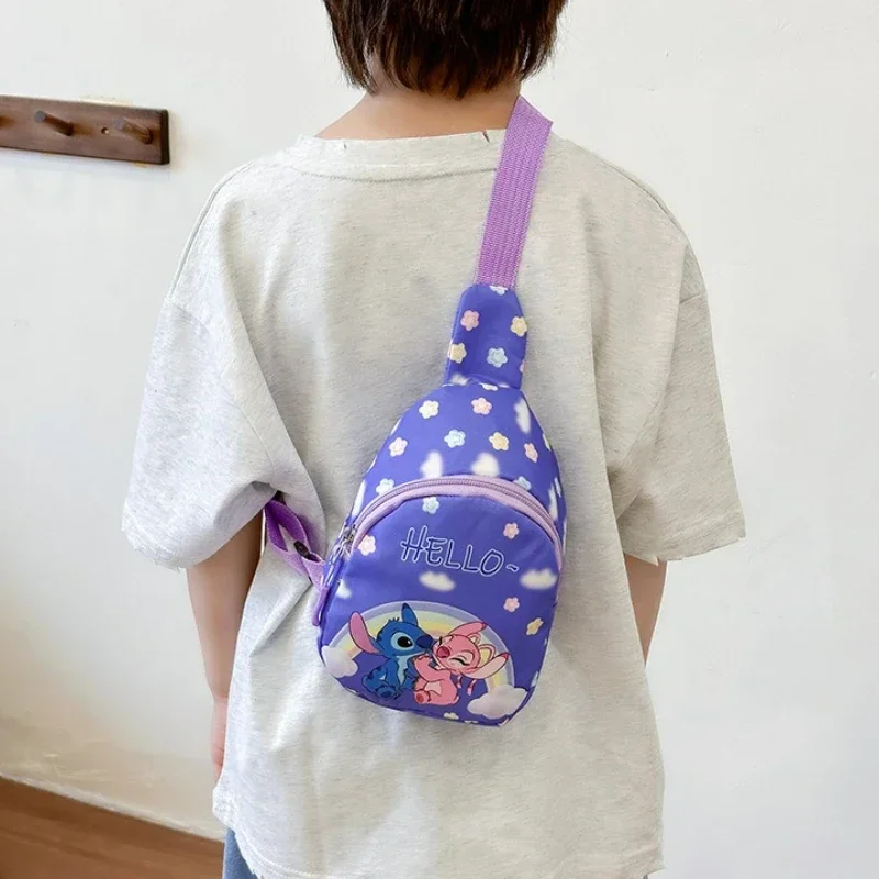 ديزني 2025 جديد الكرتون غرزة الأطفال واحد الكتف Crossbody حقيبة صدر للرجال للبنين والبنات ارتداء عملة المحفظة