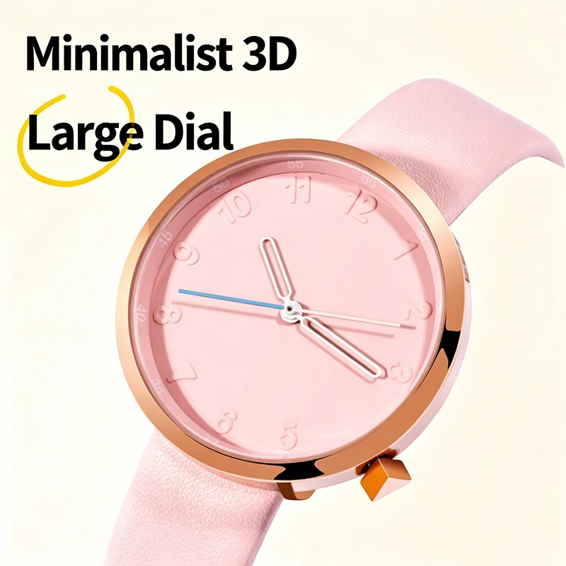 Student Women Quartz Watch Simple 3D Embossed Dial 30M Waterproof Leather Strap Ladies Wrist Watch For Teen Girls Daily Gift