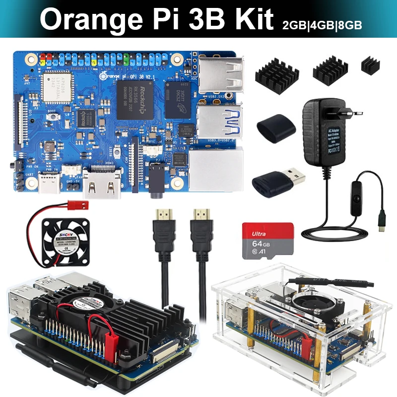 

Orange Pi 3B 2GB 4GB 8GB RAM DDR4 RK3566 WiFi&Bluetooth BLE SBC Optional TF Card Case Fan Heatsink Power Supply for OPI 3B