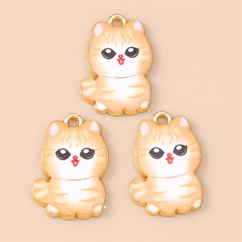 20 Stück 14x21mm Cartoon-Emaille-Tieranhänger Katzen-Charms für die Herstellung von Ohrringen, Halsketten, Armbändern, DIY-Bastelarbeiten und Schmuckzubehör – Detail 3