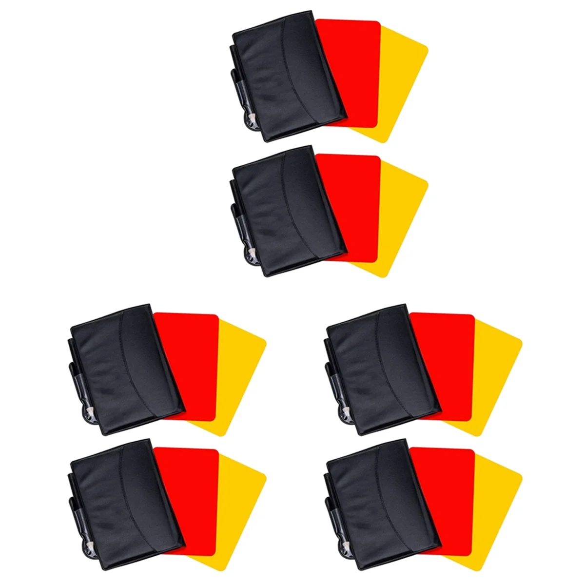 A72Z Lot de 6 jeux de cartes d'arbitre de football, cartes rouges et jaunes d'arbitre d'avertissement avec feuilles de partition de portefeuille, accessoires de football pour crayons