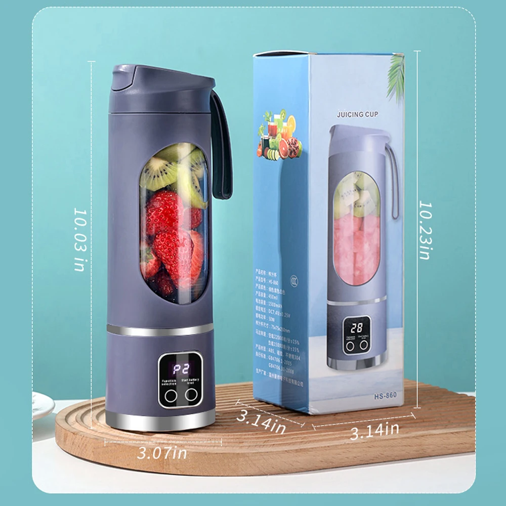 Electric Juicer Mini Portable Blender Fruit Mixers Smart Digital Display Fruit Extractors Multifunction Juice Maker Machine