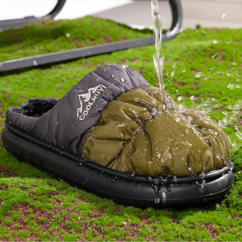 

Outdoor Camping Slippers Waterproof Windproof ，Indoor Home Thick Sole Non-Slip Puffy Slides for Men Women