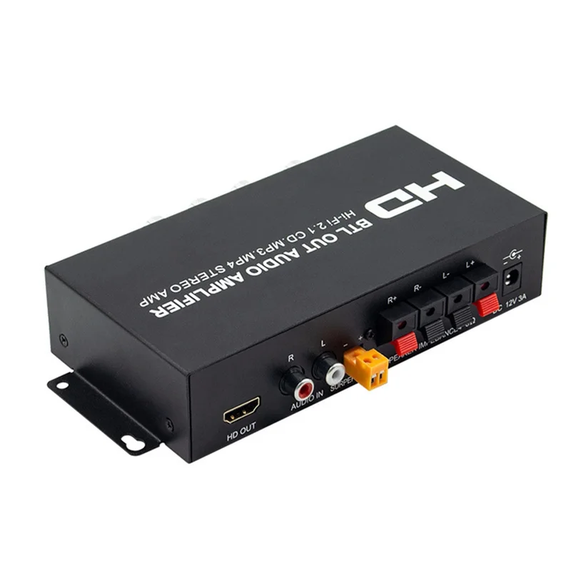 FFYY-Audio Amplifier 2.1CH HI-FI 160W+ 80W Bluetooth Compatible Via RCA AUX Bass/Treble Control For Home/Car Outdoor