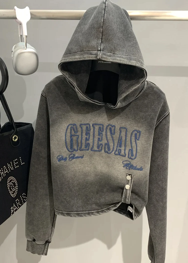 

Retro Letter Print Heavyweight Waed ort Hoodie Loose Fit Street Sle Cotton SweatirtFigures Autumn