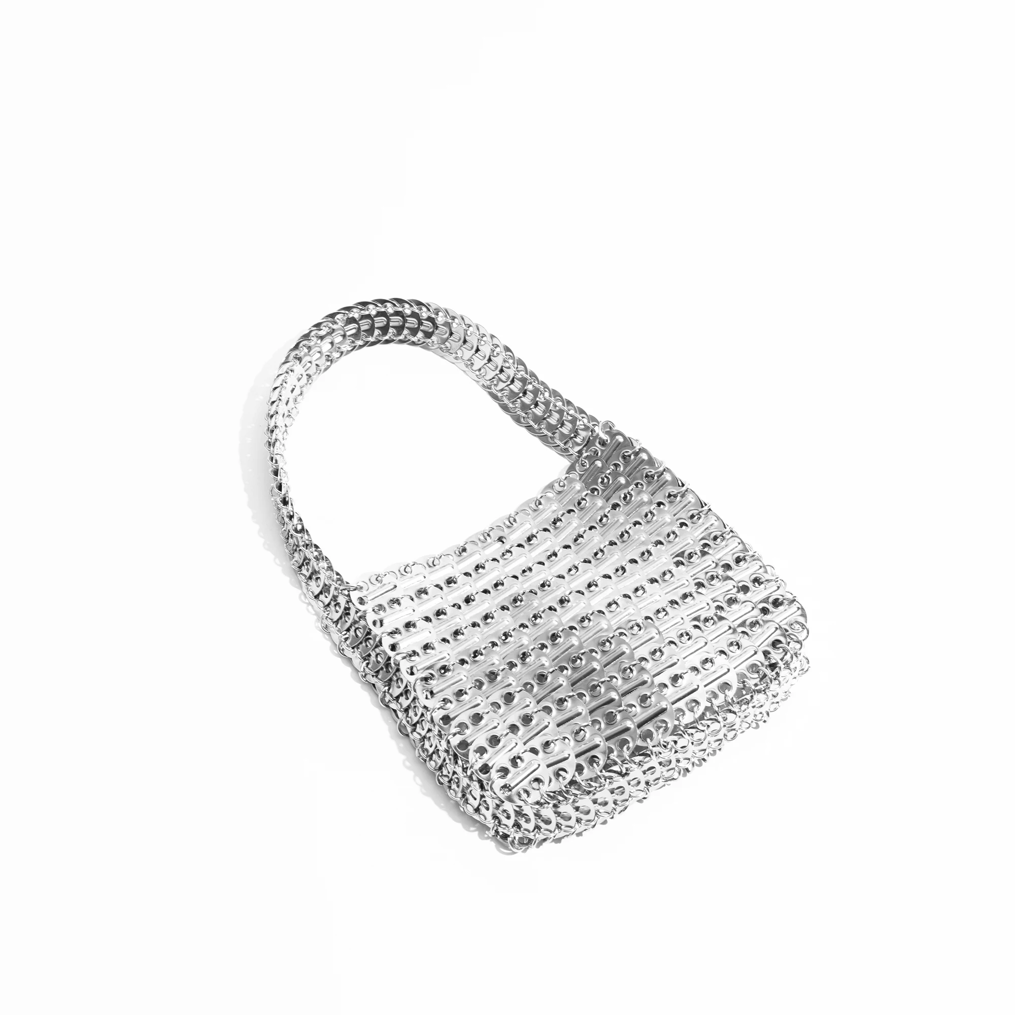 MABULA Ladies Metallic Glitter Woven Hobos Bag Handmade Weave Handmade Handbag borsa Vintage in argento massiccio Flash Party Satchel