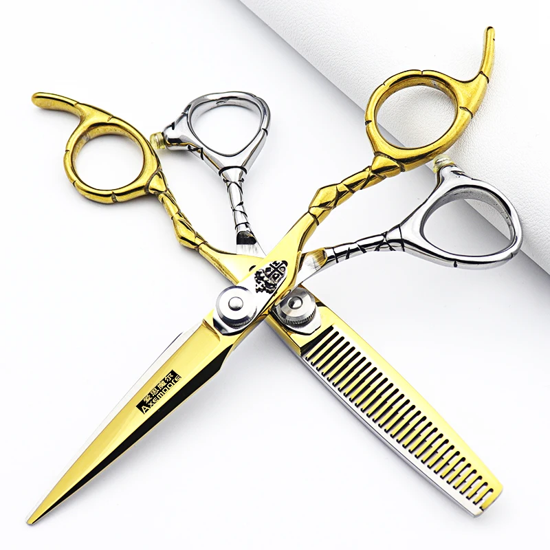 Gold Professionelle Haarschneideschere aus japanischem Edelstahl, 15,2 cm, Haarschere, Friseurschere, Friseurzubehör