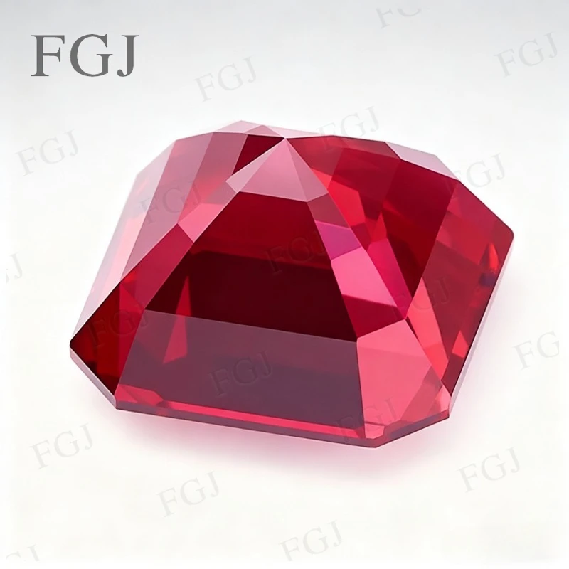 Lab Grown Ruby Pigeon Blood Red Asscher Cut Loose Gemstone Beads for Statement Ring Earrings Jewelry Customization Making Design