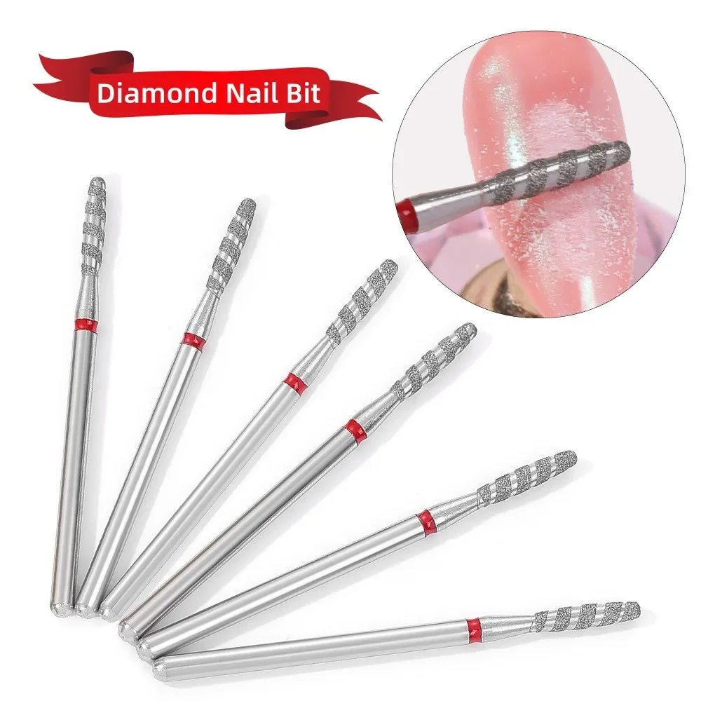 3/32 Inch Shank Nail Bits Diamond Milling Cutter for Manicure Spiral Particle Drill Bits Cuticle Cutter Efiles Accessories