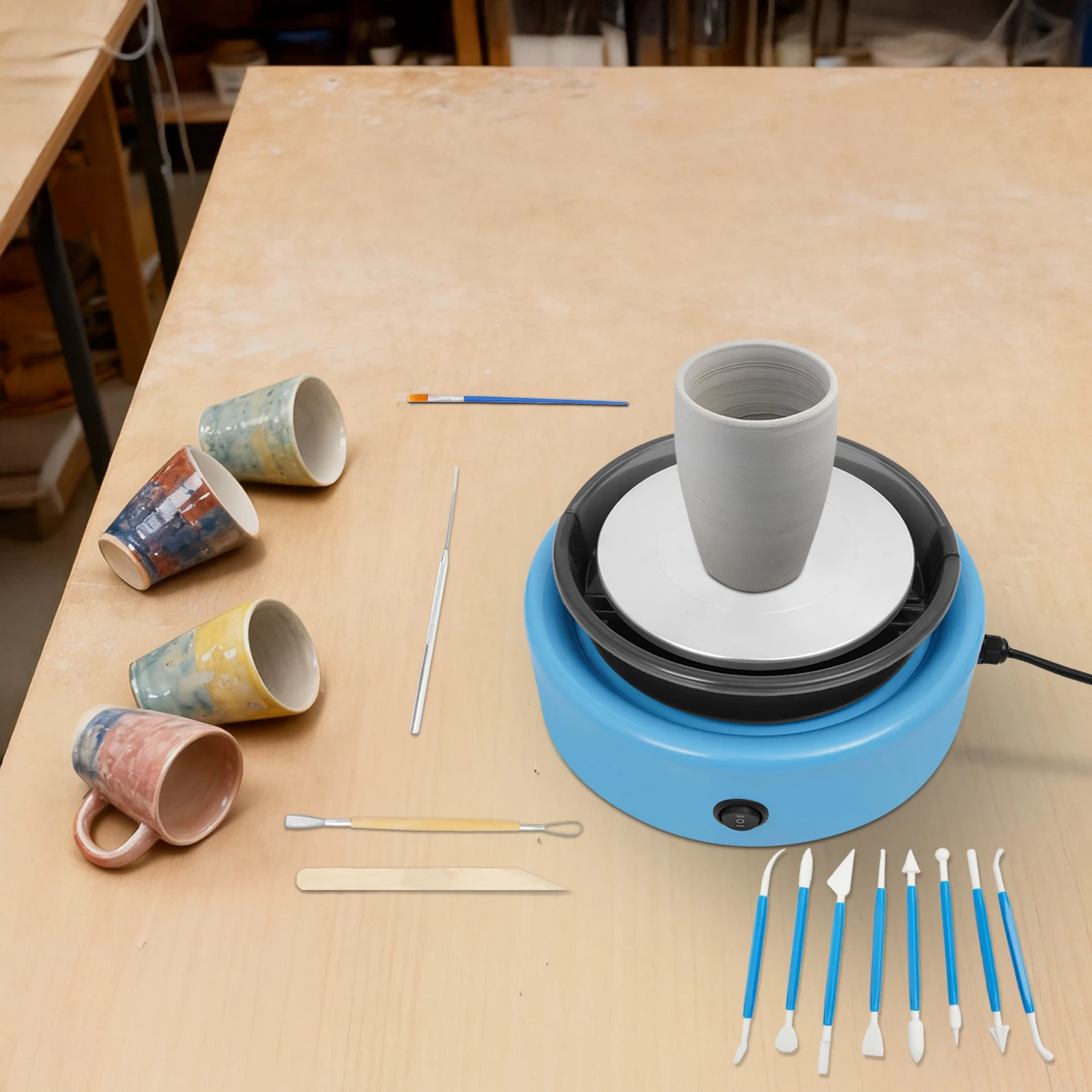 

Mini Pottery Wheel Machine Adjustable Speed Mini Pottery Wheel Machine w/ Foot Pedal for Beginners Adult