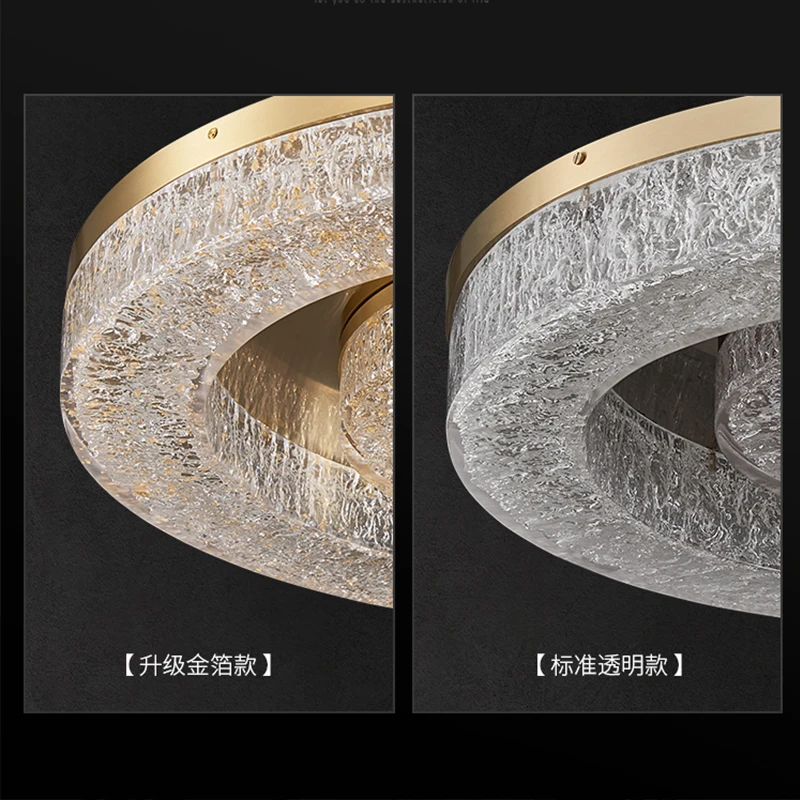 High-end Luxury Modern Led Gold Foil Living Room Ceiling Light Round/square Dining Room Bedroom