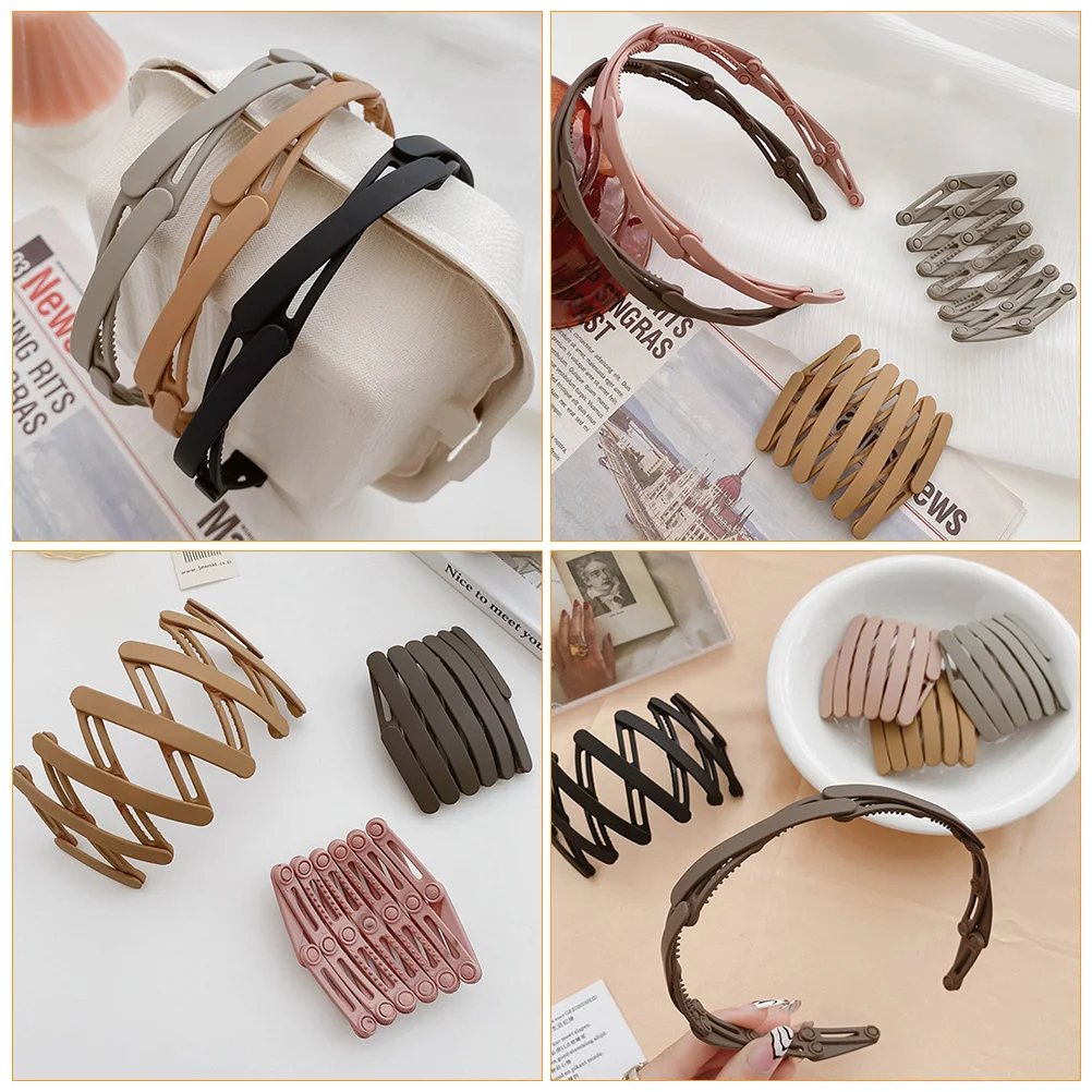 

5Pcs Invisible Folding Toothed Hairband Plastic Headband for Long Curly Straight Hair Nonslip Use Plastic Headband