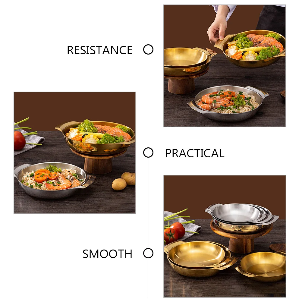 

Stainless Steel Dry Pot Medium Size Double Handle Cooking Pan Portable Metal Wok Home Kitchen Stainless Cooking Pot