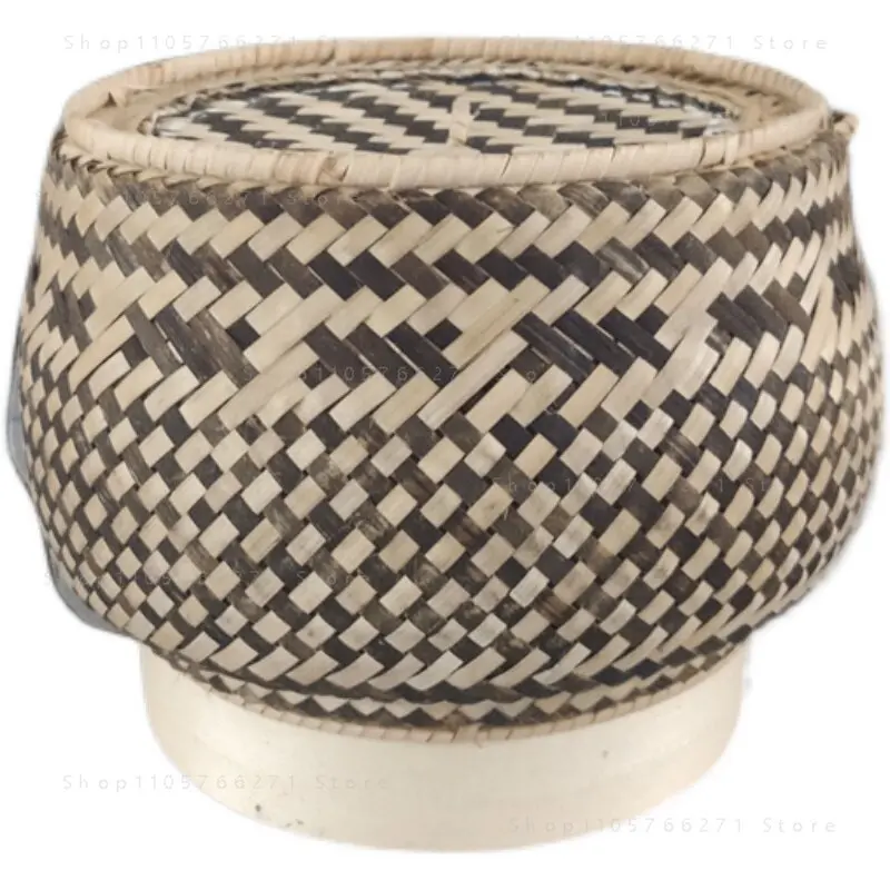 Packed rice Lao sticky Thai handmade bamboo woven basket tea box imported ornament