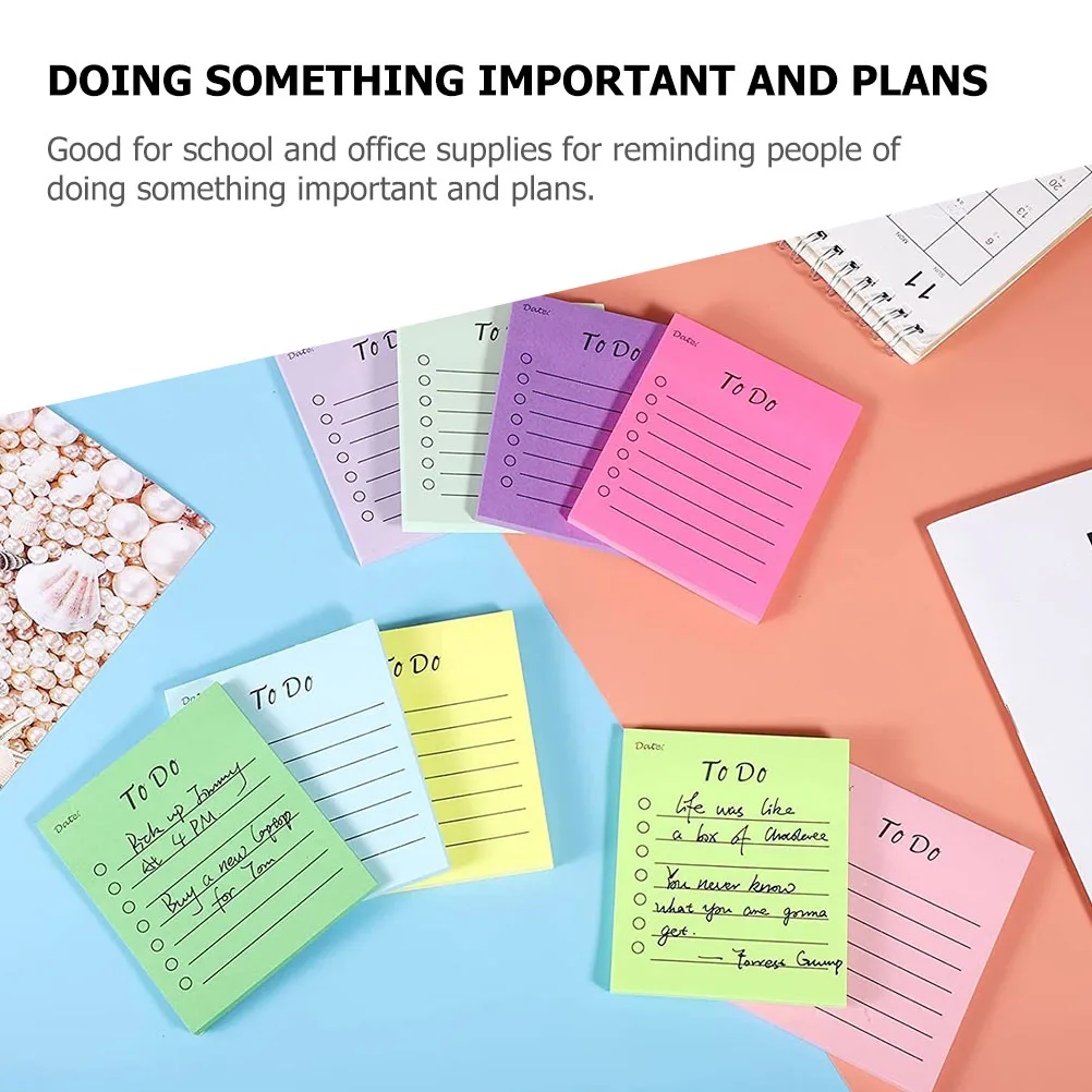 

9 Pcs Fluorescent Memo Pads School Office Supplies Thick Paper Double Sided Writing Reusable Note Stickers Easy