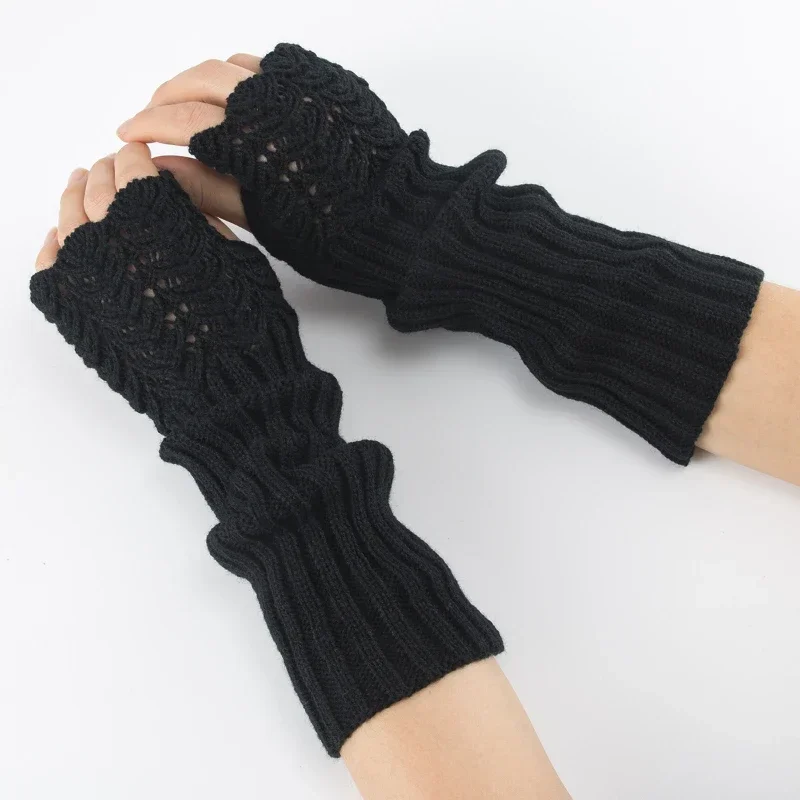 Autumn Winter Knitted Half-finger Fingerless Gloves Warm Full-finger Glove Pratical Mulitstyles Gloves Girls Gothic Arm Sleeves