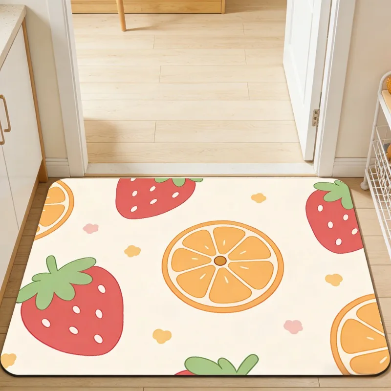 Cartoon Kitchen Floor Mat, Cute Anti-slip Super Absorbent Kitchen Rug,  Easy Clean Dancing Spoon Fork Pot Doormat for Home Decor