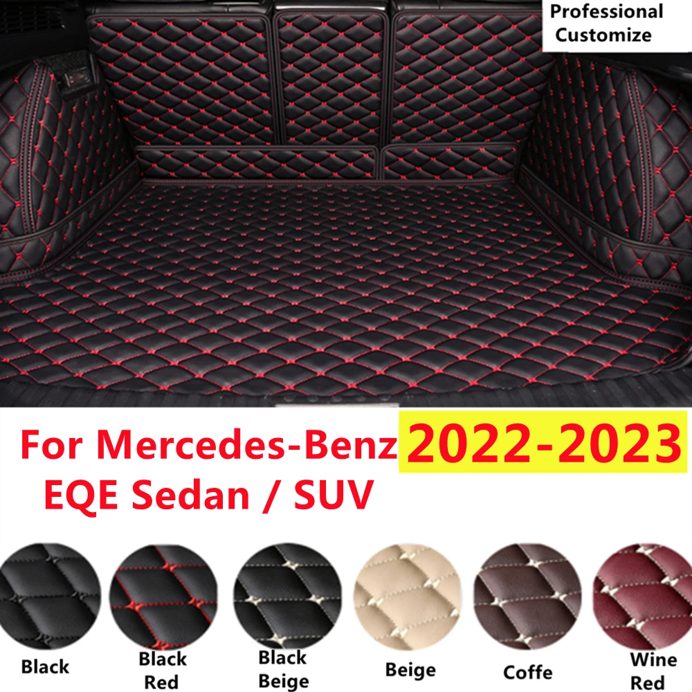 

SJ Full Set XPE Leather Custom Fit For Mercedes-Benz EQE 2023 2022 YEAR Fittings Car Trunk Mat Tail Boot Tray Liner Rear Cargo