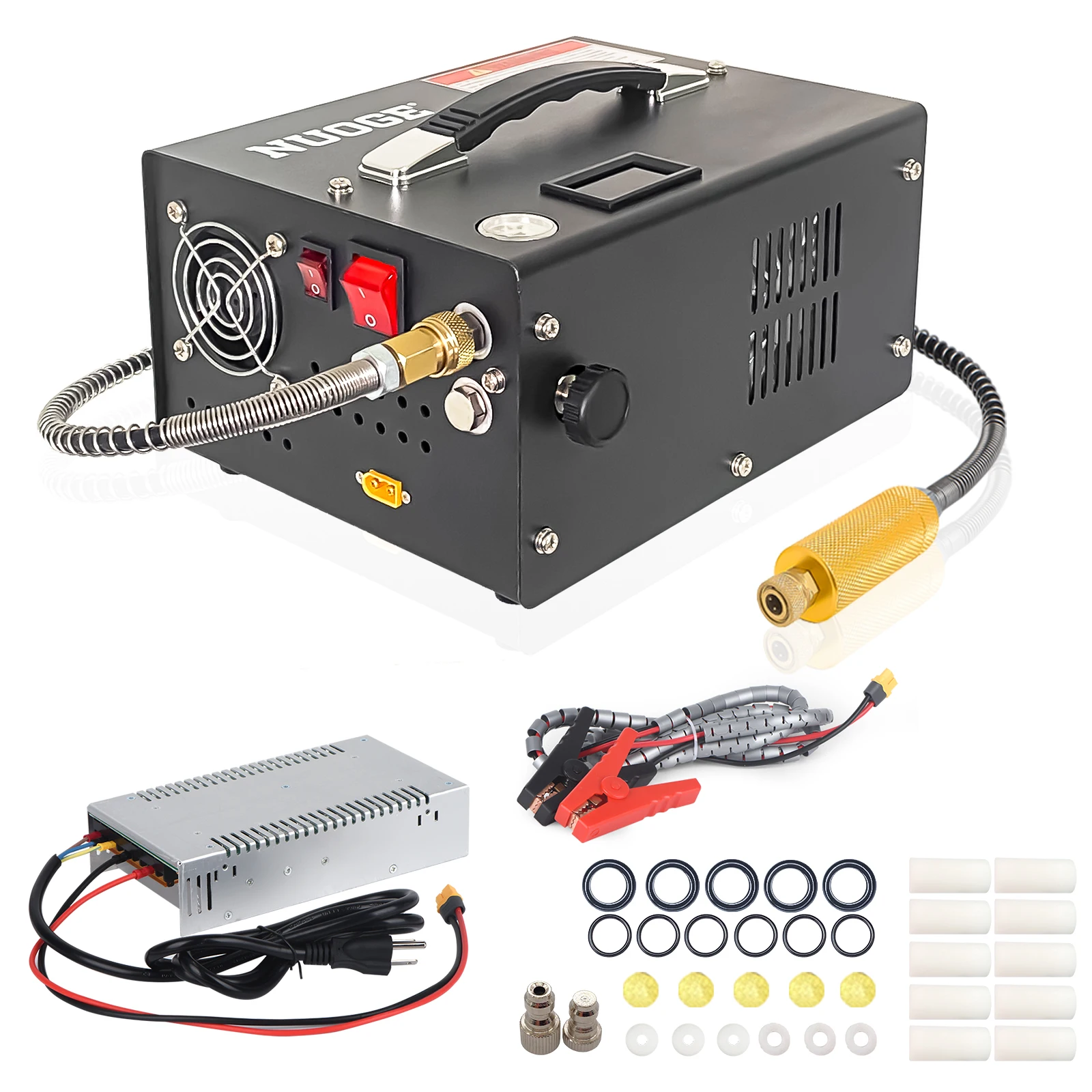 4500Psi 30Mbar Portable PCP Air Compressor Pump 12VDC/110V Power Oil/Water-Free High Pressure Diving Bottle