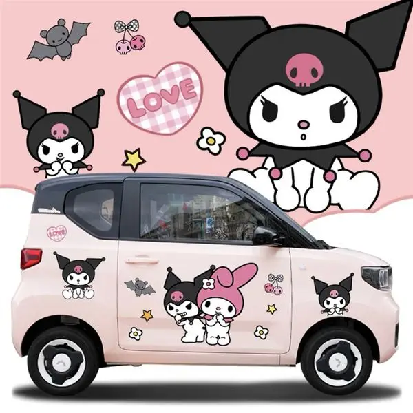 Kawaii Sanrio Car Film Car Sticker My Melody Kuromi Cartoon Car Cover Scratch Decorative Body Sticker Cute Accessories