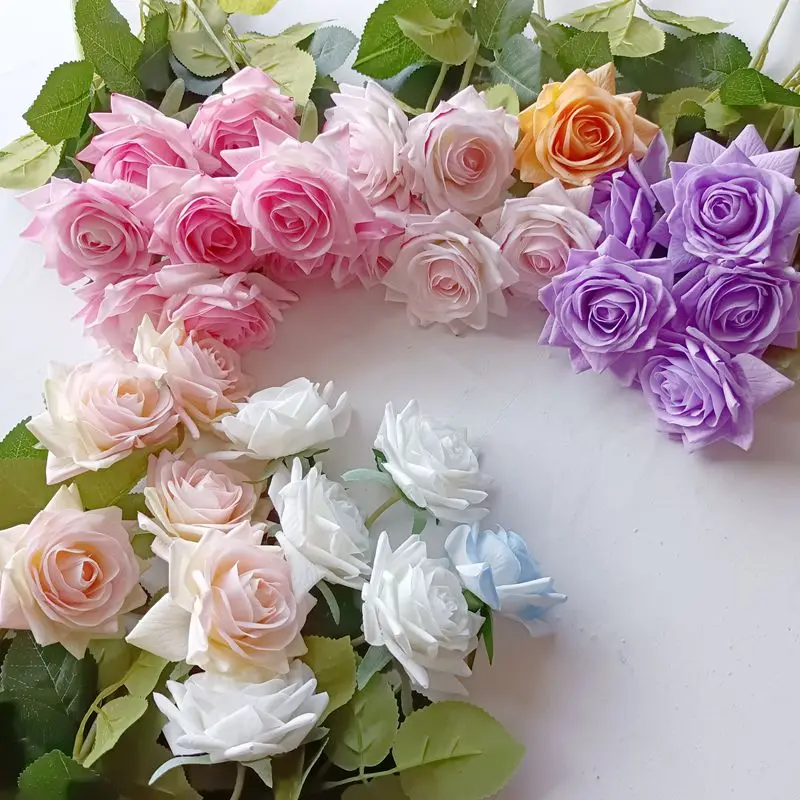 

50 Pcs Real Touch Spring Latex Flowers Artificial Flowers Rose Decorative Flowers Bouquets Wedding Home Decoration