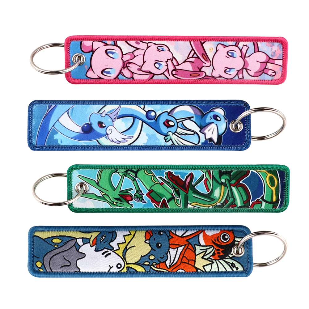 Japanese Anime Game Monster Embroidery Key Fobs Holder Key Tag Key Ring Key Chain for Men Women Fashion Accessories Gifts