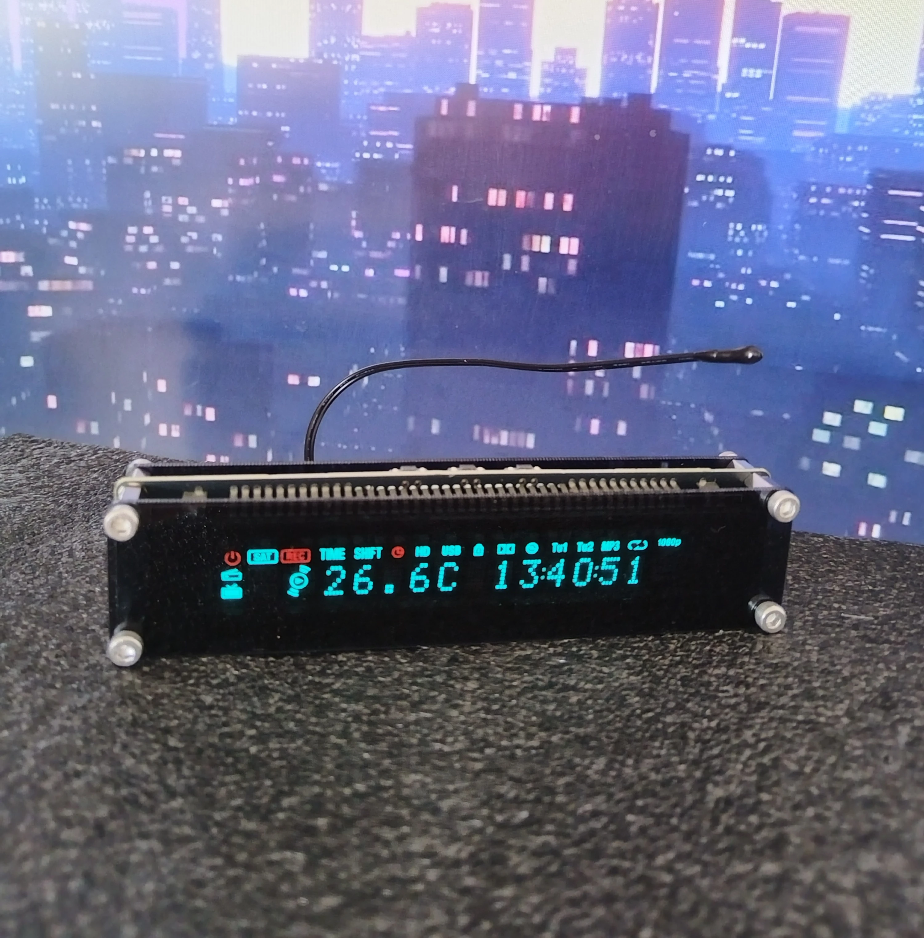 DIY New VFD Glow Fluorescent Clock Cyberpunk Wind Gaming Atmosphere Room Desktop Decoration Accessories Gift