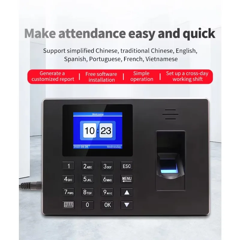 Biometric Time & Attendance System With Software Free Colour Display Fingerprint Identification Time & Attendance Machine