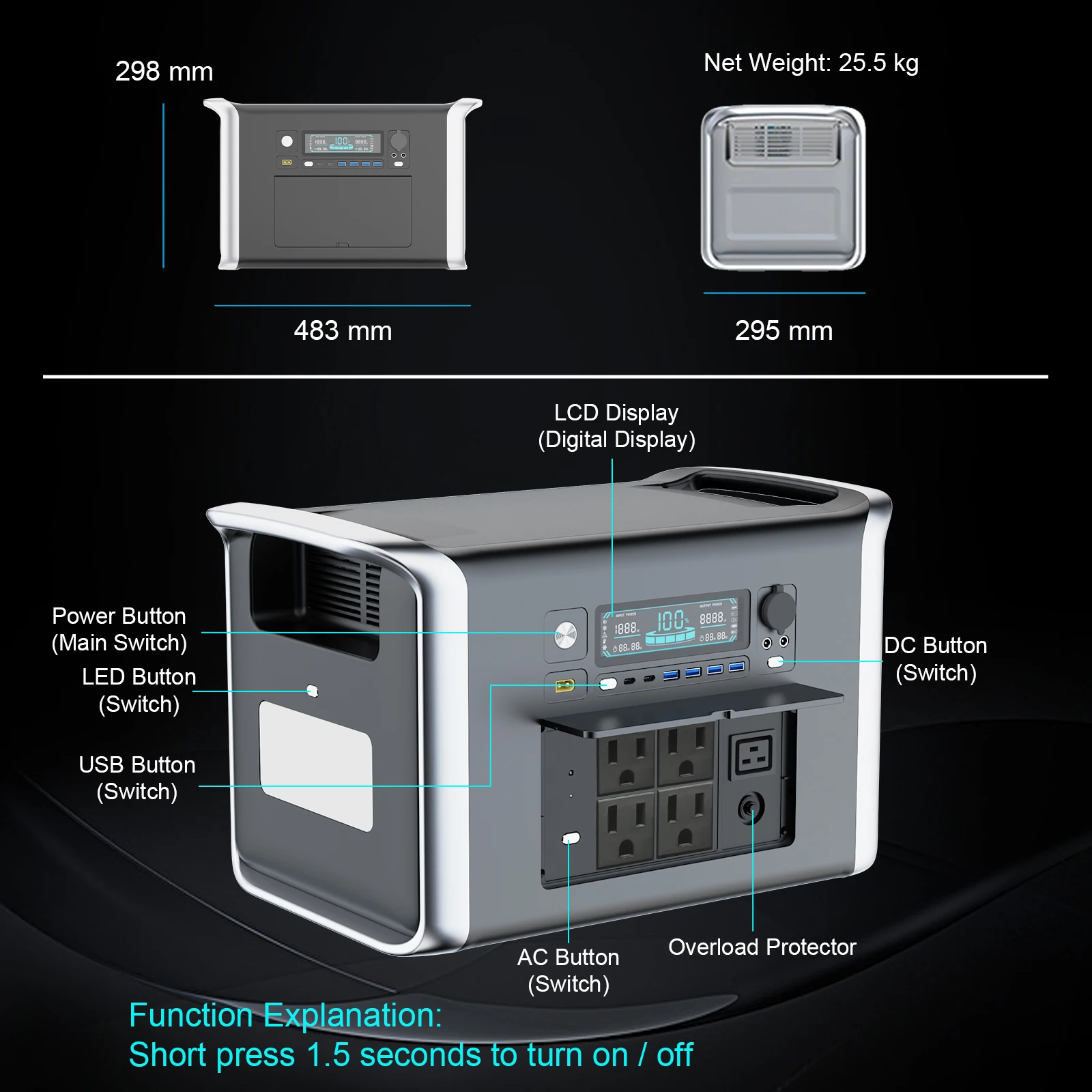 2600W Portable Power Station 1800W 1000W Solar Generator 600W LiFePo4 Batteries 220V Energy Storage Supply Camping Campervan RV