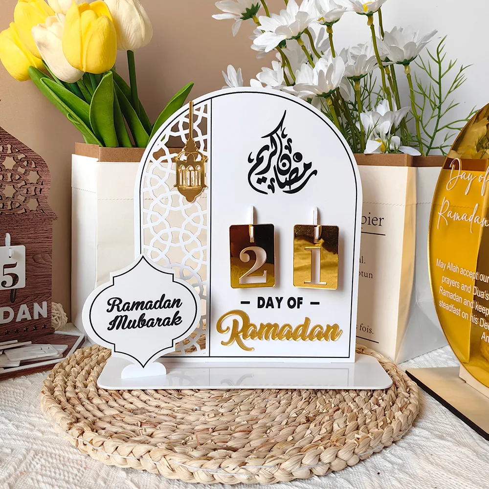 Acrylic Ramadan Countdown Calendar Gifts Day of Ramadan Calendar with Base Replacing Numbers Ramadan Mubarak Islam Advent Day