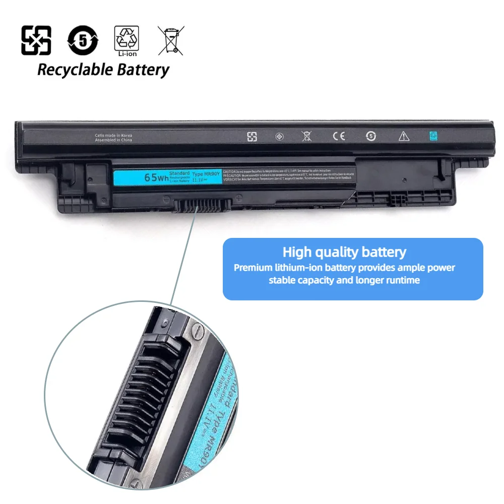 MR90Y  65wh Laptop Battery for Dell Inspiron 15-3521 15-3531 15-3537 15-3542 15-3543 15r-5521 17-3721 17-3737 17r-5737 14r-5421