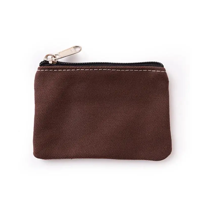 New DIY Plain Canvas Cotton Bag Pure Zipper Coin Key Money Pocket Women Men Hand-held Purse Small Wallet Kid image 3