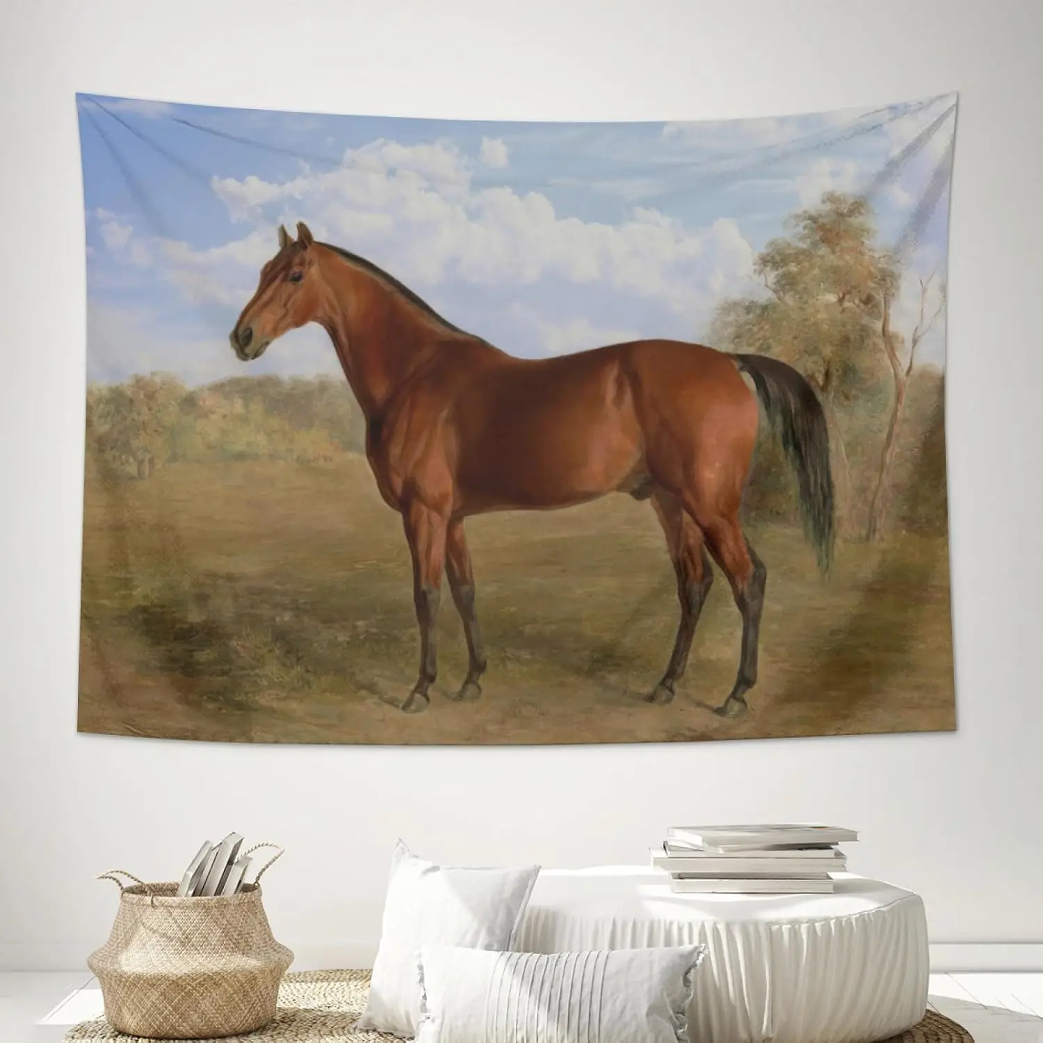 Vintage Horse Tapestry Wild Horses Tapestry Wall Hanging Farm Animal Horse Running Western Landscape Tapestries for Bedroom