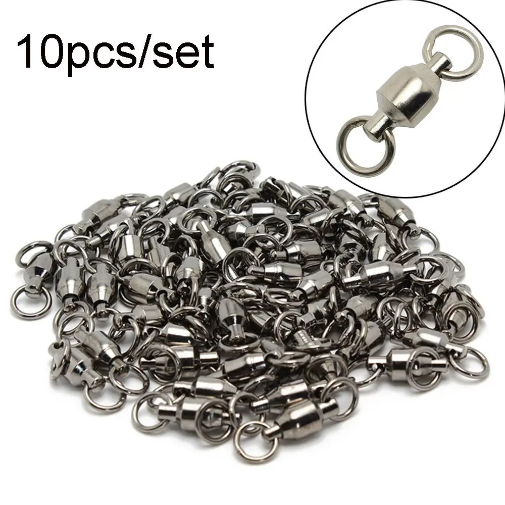 10PCS high strength High Quality Size 0# to 10# Fishing Rolling Swivel Connector Bearing Barrel  Heavy Duty Ball  Solid Ring