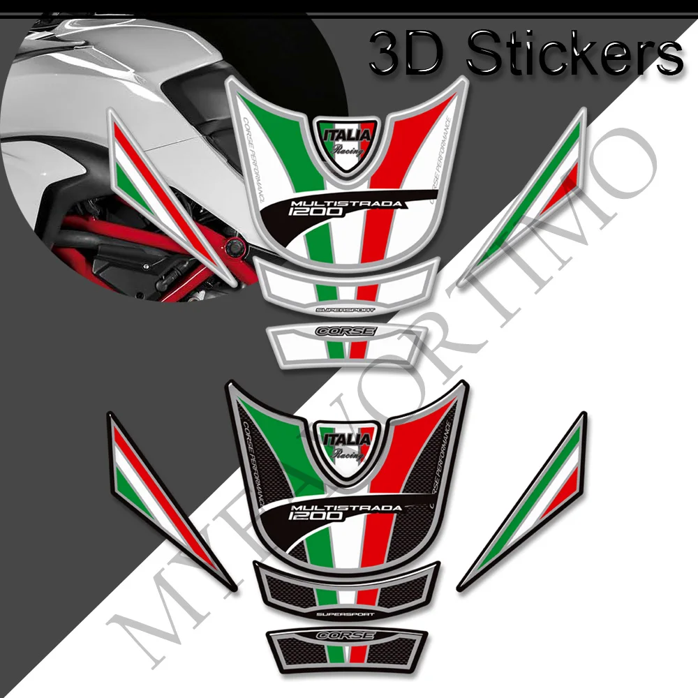 Untuk Ducati MULTISTRADA 1200 S 1200 S 3D stiker sepeda motor Gas tangki minyak bantalan Kit stiker pelindung lutut