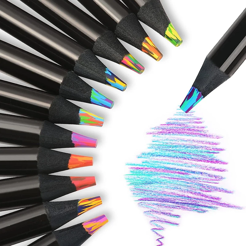 12 Colors Gradient Rainbow Pencil Jumbo-Colored Pencils Multicolored Pencil For Art Drawing Coloring Sketching Pencils 10pcs/set