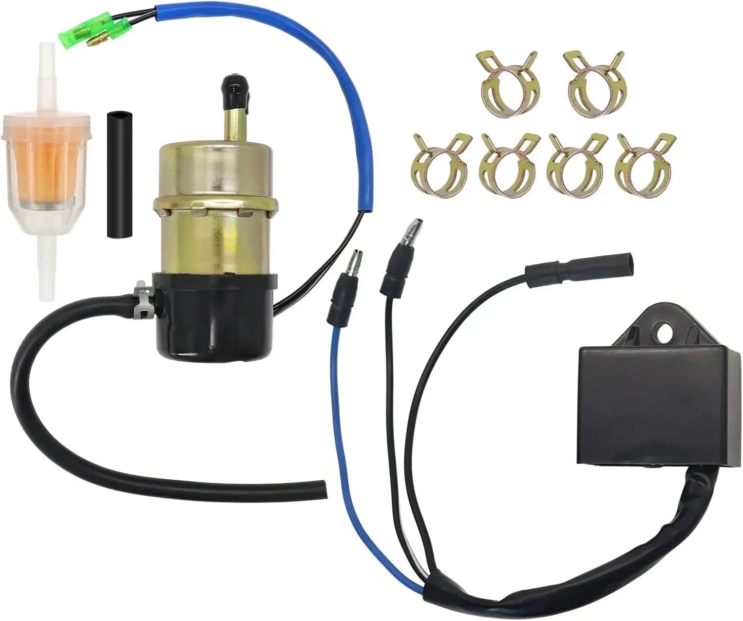 Bomba de Combustible Eléctrica 49040-1055 Compatible con Kawasaki Mule 3000 3010 3020 2520 2500 2510 1000 con Relé de Corte de Bomba de Combustible 27034-1053