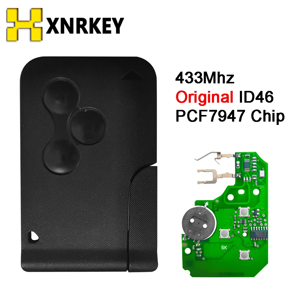 XNRKEY Aftermarket / Original PCF7947 Chip Smart Key Card Remote Car Key For Renault Megane II Scenic II Grand Scenic 2003-2008