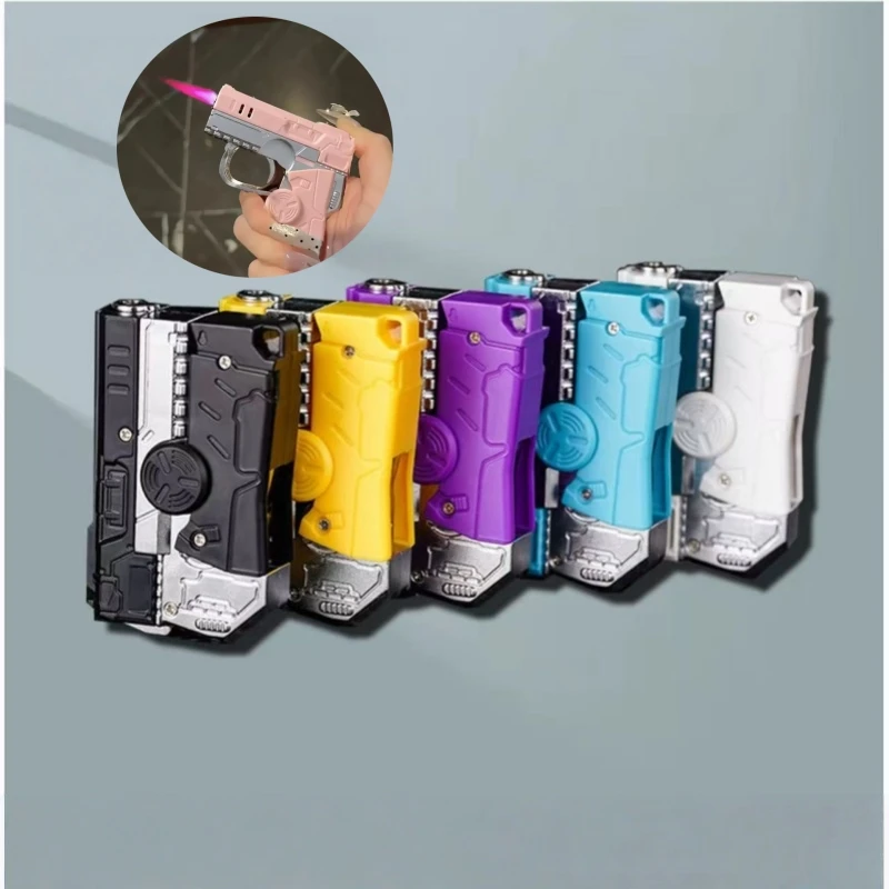 

HOT Windproof Deformation Gun Gyroscope Lighter Fashionable Decompression Jet Flame Butane Inflatable Lighter Smoking Gift