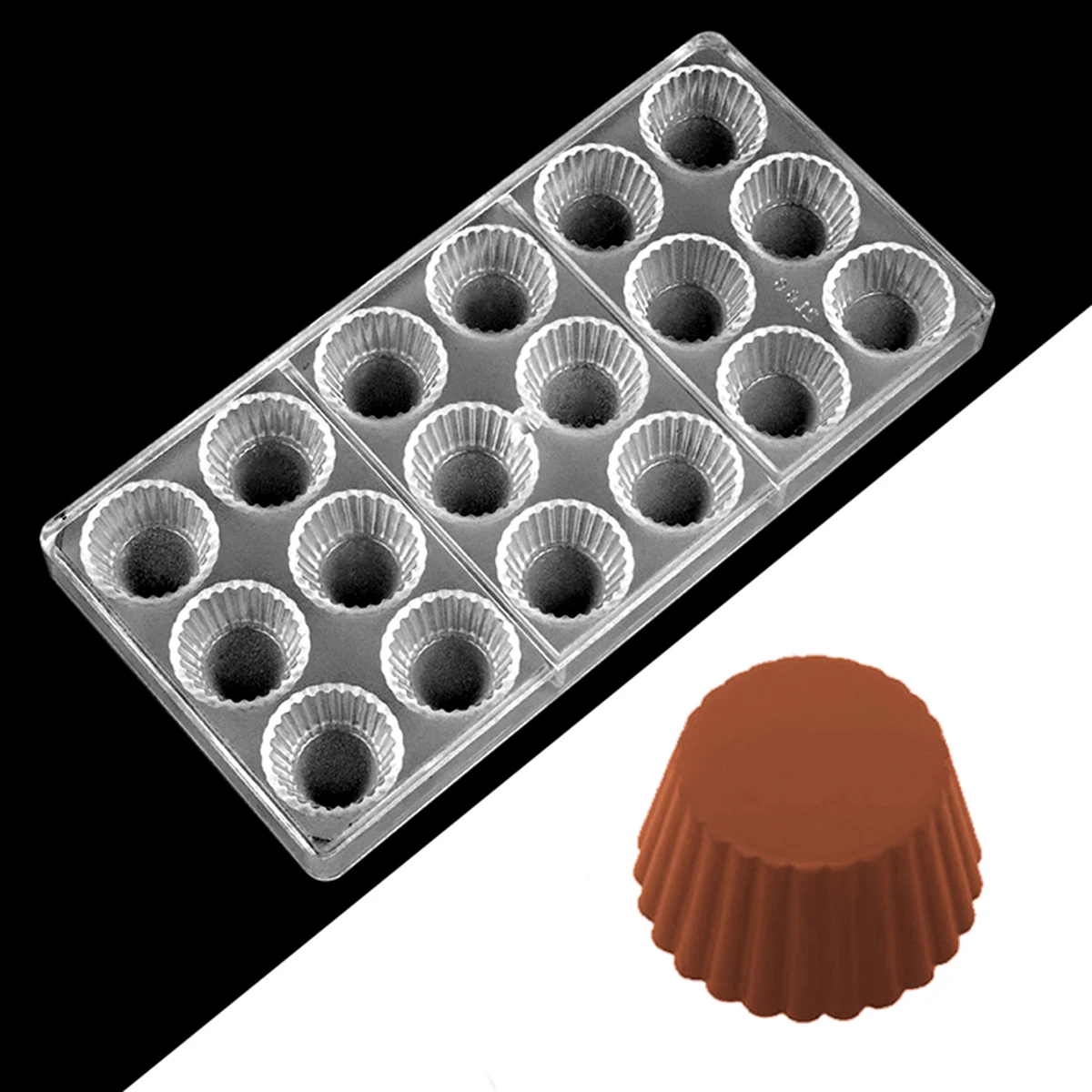 Molde para dulces de Chocolate con forma de magdalenas, moldes de policarbonato para hornear, molde para bombones de confitería, herramientas para repostería y panadería