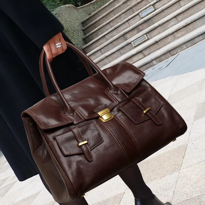 

Женская сумка Ele Commuter GXUF из кожи, мягкая, с одной ручкой, на молнии, с тканевой отделкой