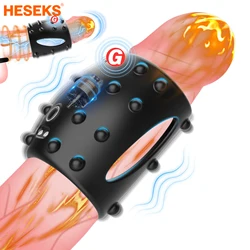 HESEKS-Manga vibratoria para pene, Anillo para el pene, Anal y Vaginal, estimulación adicional, vibradores, mejora de la erección del pene, juguete sexual para hombres