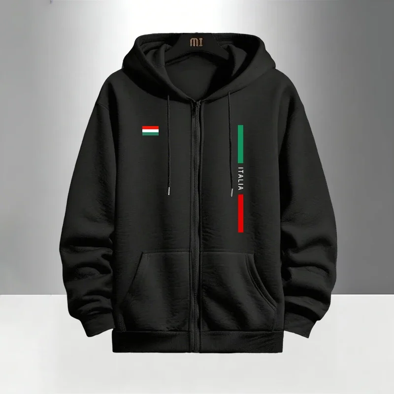 Italy Fashion Men's Set Zipper Outerwear and Sweatpants Autumn Winter Daily Casual Sports Hoodies Outfit Urban Trendy Tracksuits view 6