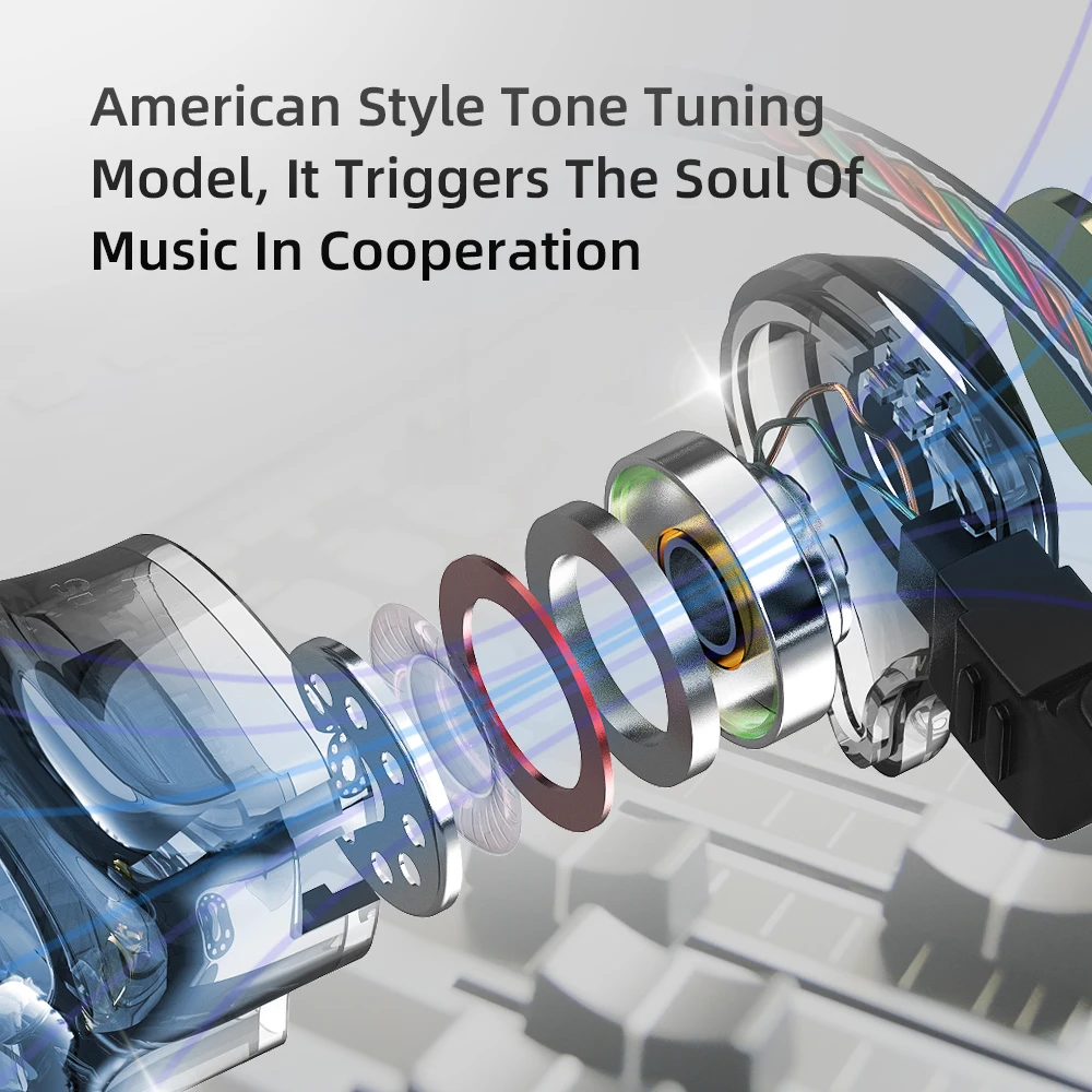 QKZ سماعة أذن سلكية مع ميكروفون HiFi شاشة موسيقى باس سماعات إلغاء الضوضاء سماعة أذن للألعاب الرياضية