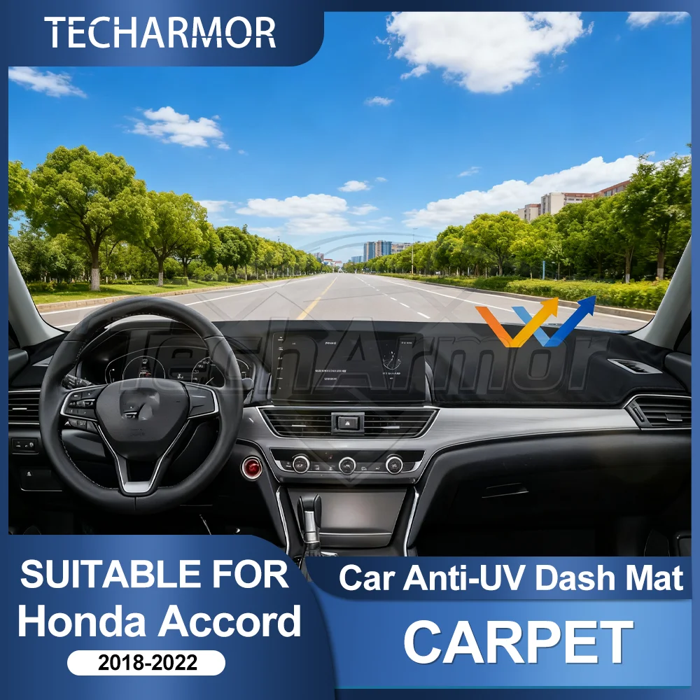 

Накладка на приборную панель автомобиля для Honda Accord 2018-2022, солнцезащитный козырек, анти-УФ-коврики для приборной панели, нескользящие накладки, автомобильные аксессуары для интерьера