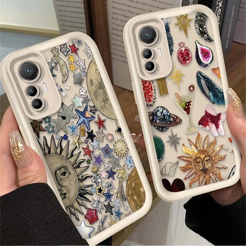 Case for Xiaomi 14T 13T 12T 11T 13 12 11 Lite 5G NE POCO X6 X5 F6 F5 F3 X4 GT X3 NFC M5S C65 M6 Pro 4G Planet Sun Cocktail Print